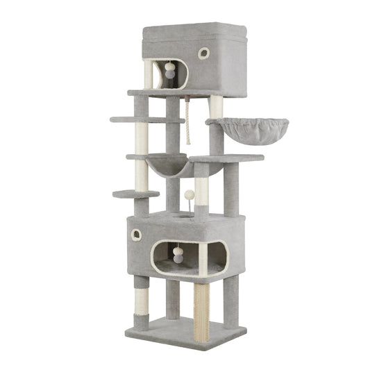 Arbre à chat multi-niveaux 178 cm avec plateformes, grottes et poteaux à griffer