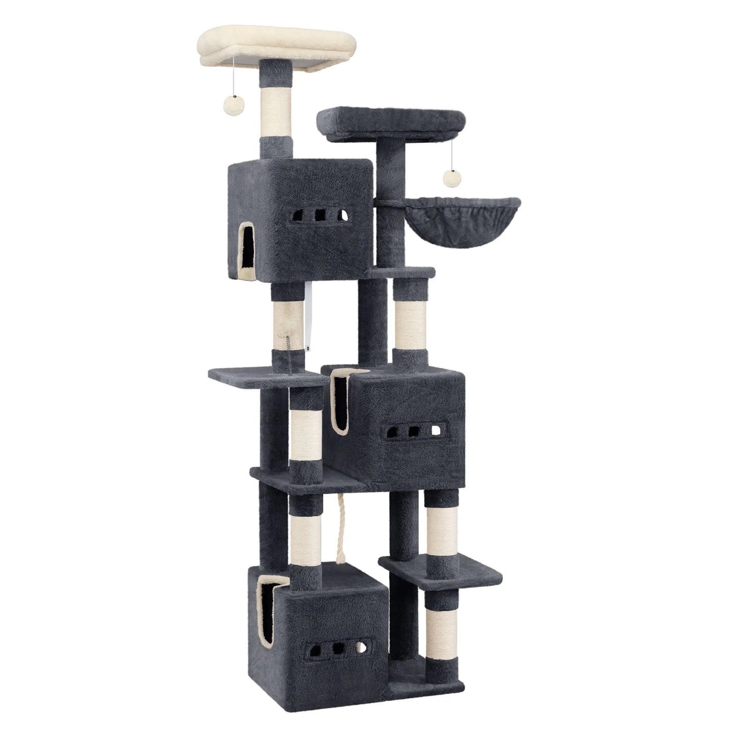 Arbre à chat multi-niveaux 193 cm avec plateformes, niches et poteaux à griffer