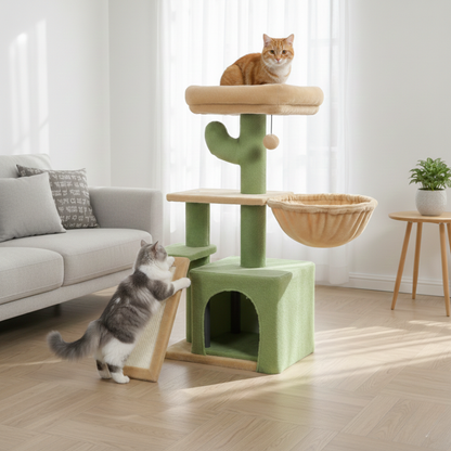 Arbre à chat multi-niveaux ChatJoyeux avec condo, hamac et rampe à griffer en sisal