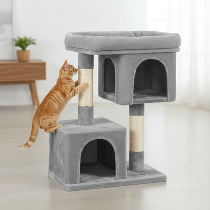 Arbre à chat multi-niveaux 84 cm avec plateforme, niches et griffoir