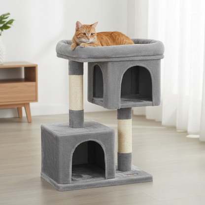 Arbre à chat multi-niveaux 84 cm avec plateforme, niches et griffoir