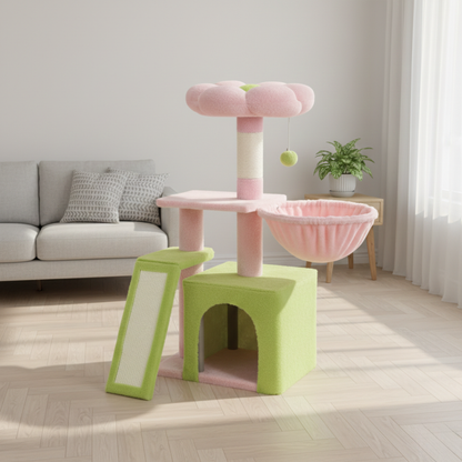 Arbre à chat multi-niveaux ChatJoyeux avec condo, hamac et rampe à griffer en sisal