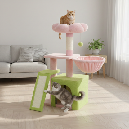 Arbre à chat multi-niveaux ChatJoyeux avec condo, hamac et rampe à griffer en sisal