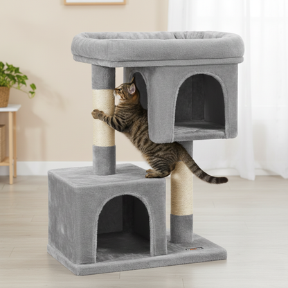Arbre à chat multi-niveaux 84 cm avec plateforme, niches et griffoir