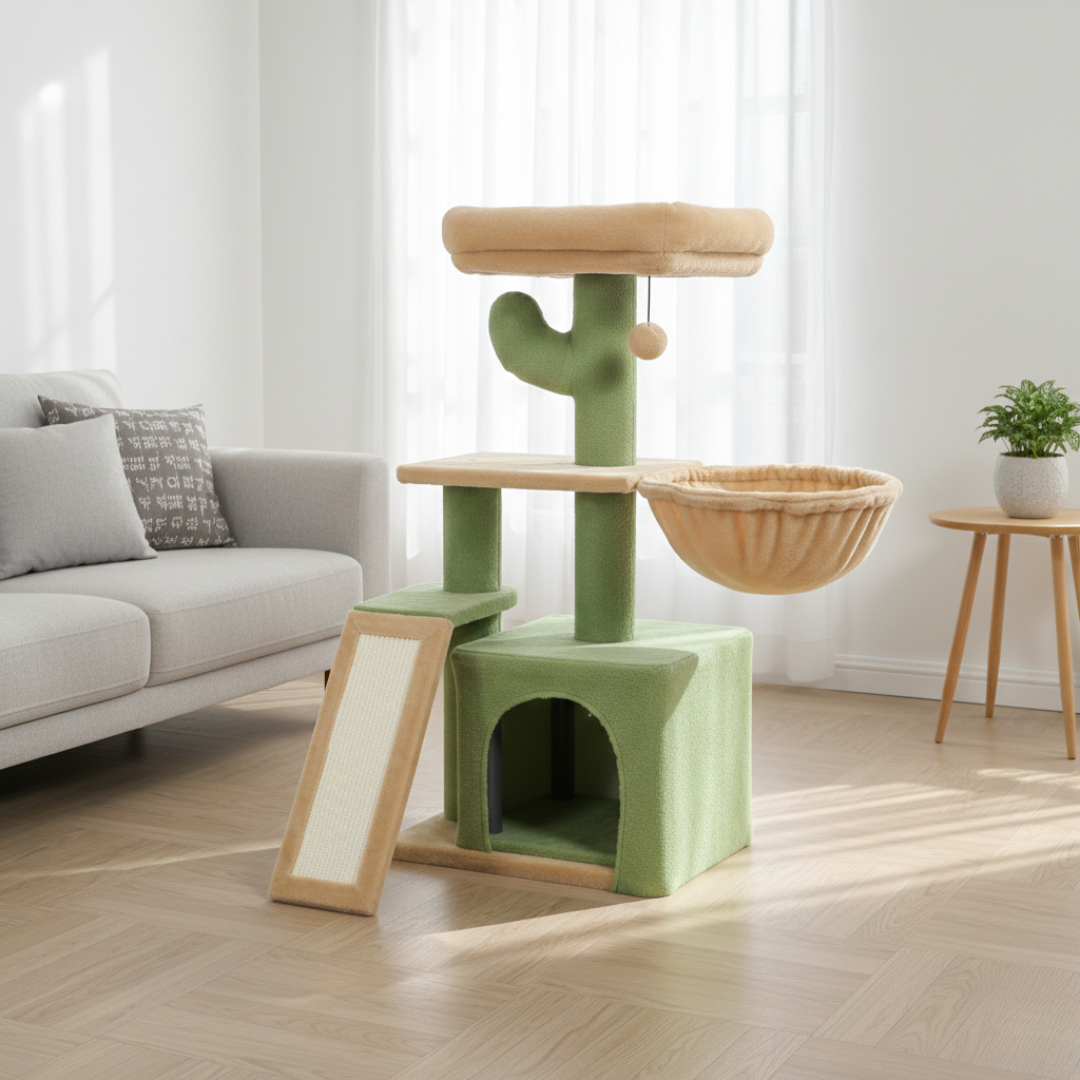 Arbre à chat multi-niveaux ChatJoyeux avec condo, hamac et rampe à griffer en sisal