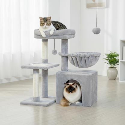 Arbre à chat multi-niveaux avec hamac, perche amovible et griffoirs