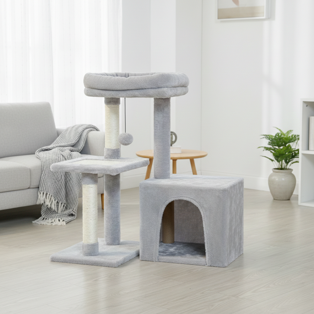 Arbre à chat multi-niveaux avec hamac, perche amovible et griffoirs