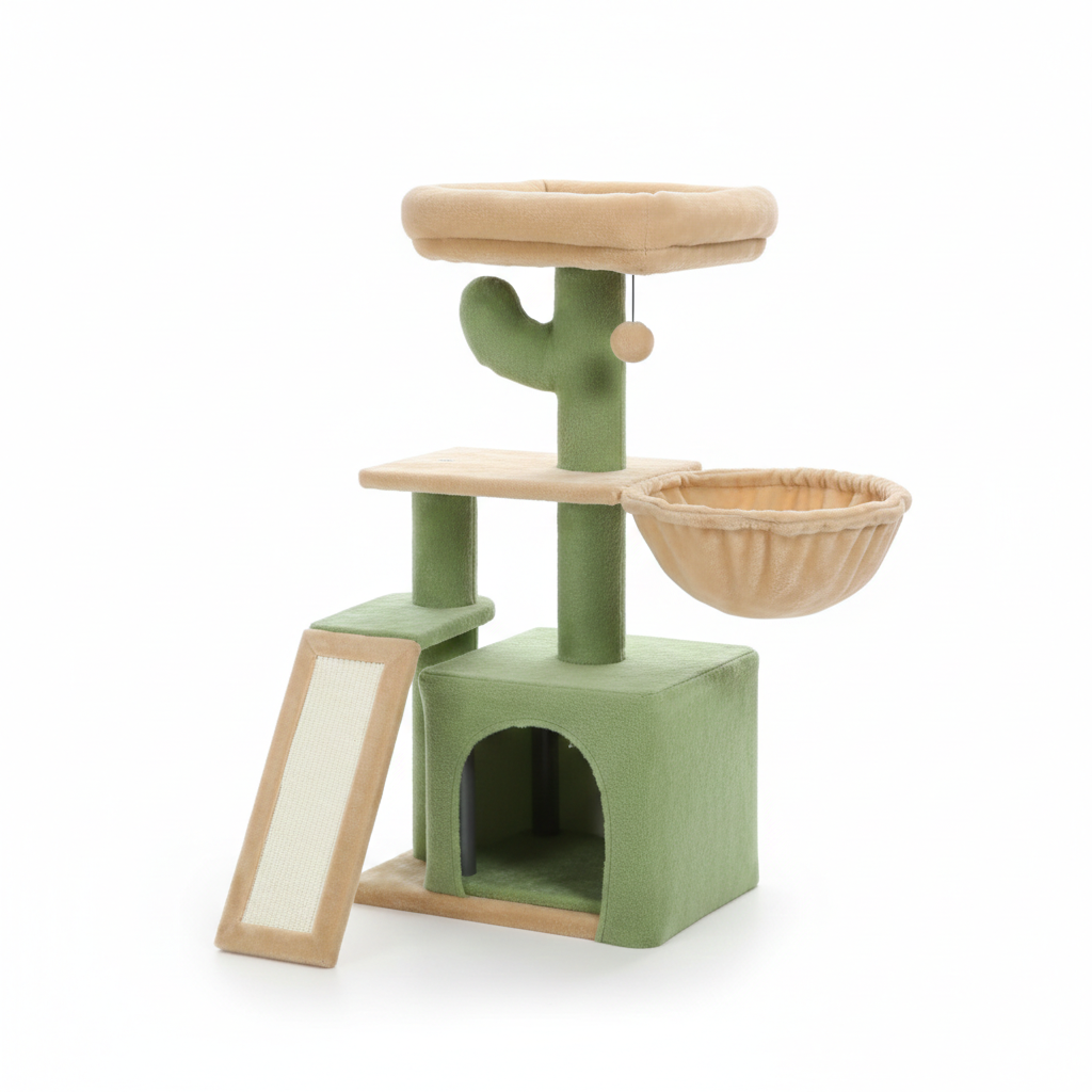 Arbre à chat multi-niveaux ChatJoyeux avec condo, hamac et rampe à griffer en sisal